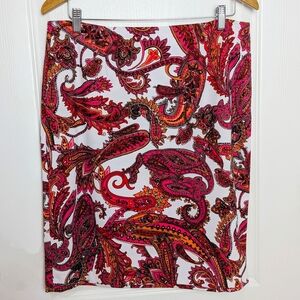 Grace Elements Paisley Pencil Skirt – Red & White, Knee-Length, Cocktail #26